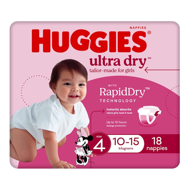 Huggies Ultra Dry Nappies Girls Size 4 (10-15kg)
