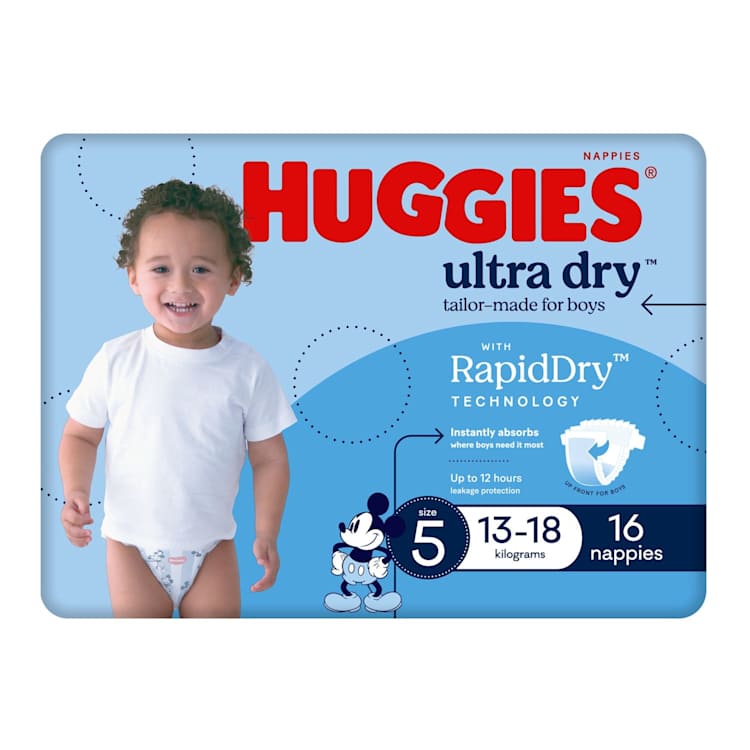 Huggies Ultra Dry Nappies Boys Size 5 (13-18kg)