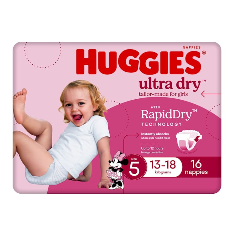 Huggies Ultra Dry Nappies Girl Size 5 (13-18kg)