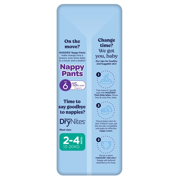 Huggies Ultra Dry Nappies Boys Size 6 Junior (16kg+)