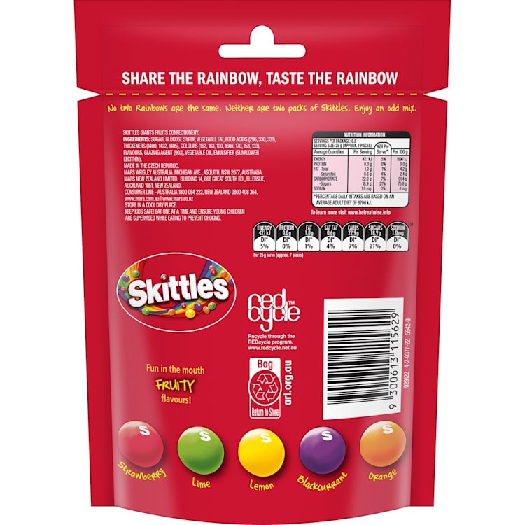 Skittles Giants Chewy Lollies Share Bag