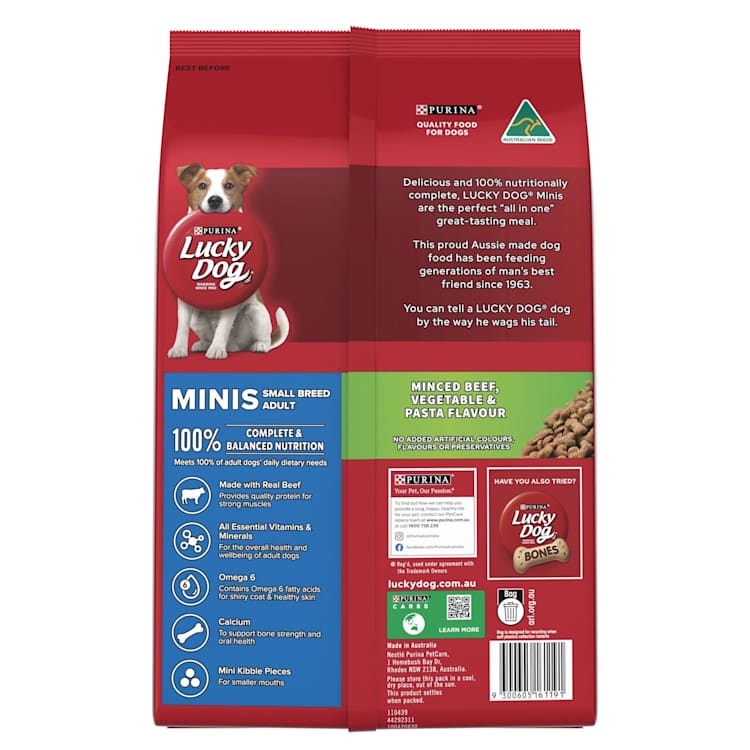 Purina Lucky Dog Adult Dog Food Mini Beef Veg Pasta Plus Milk