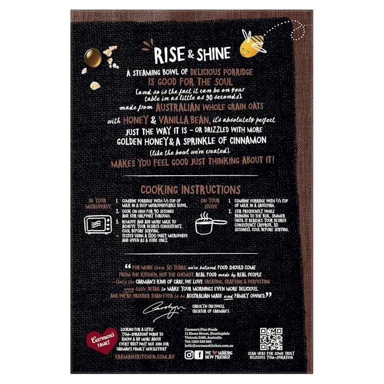 Carman's Honey, Vanilla & Cinnamon Gourmet Porridge Sachets