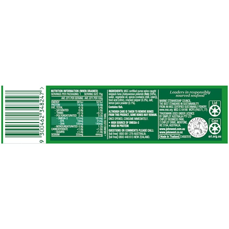 John West Tempters Tuna Lemon & Cracked Pepper