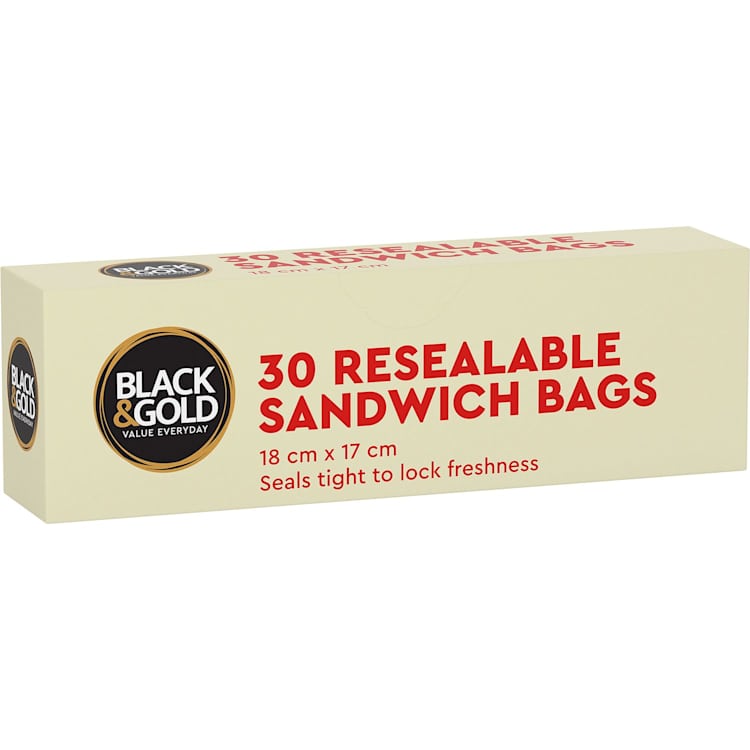 Black & Gold Resealable Sandwich Bags