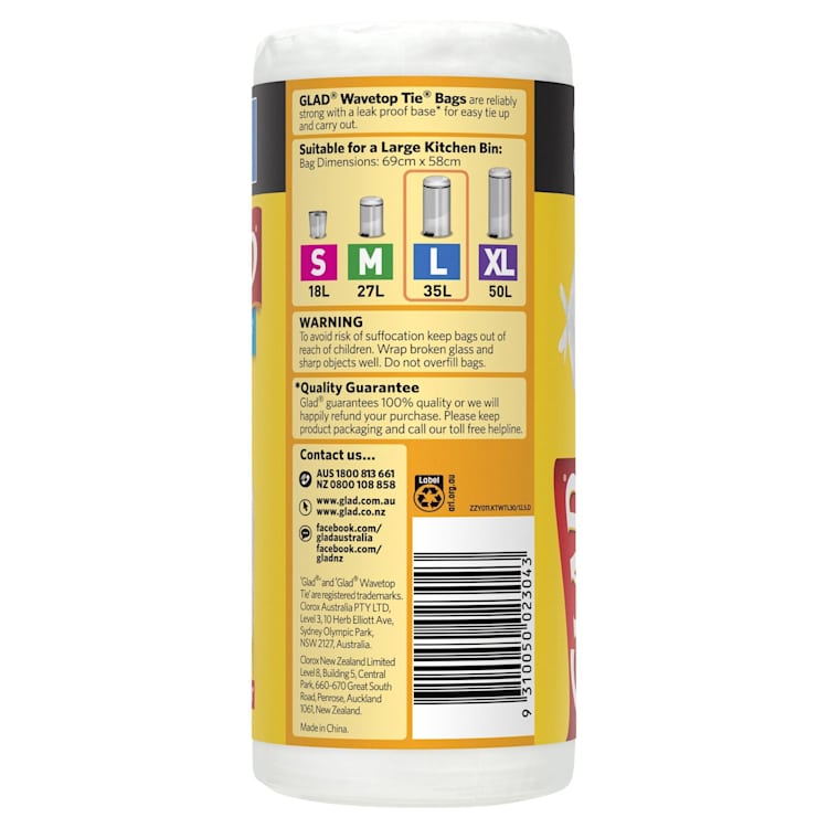 Glad Kitchen Tidy Bag Wavetop Large