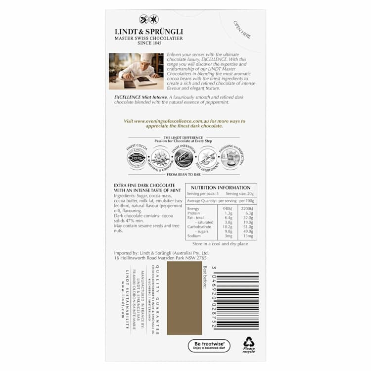 Lindt Excellence Intense Mint