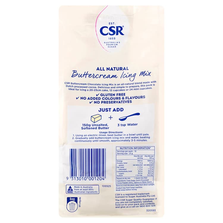 CSR All Natural Buttercream Icing Mix Chocolate