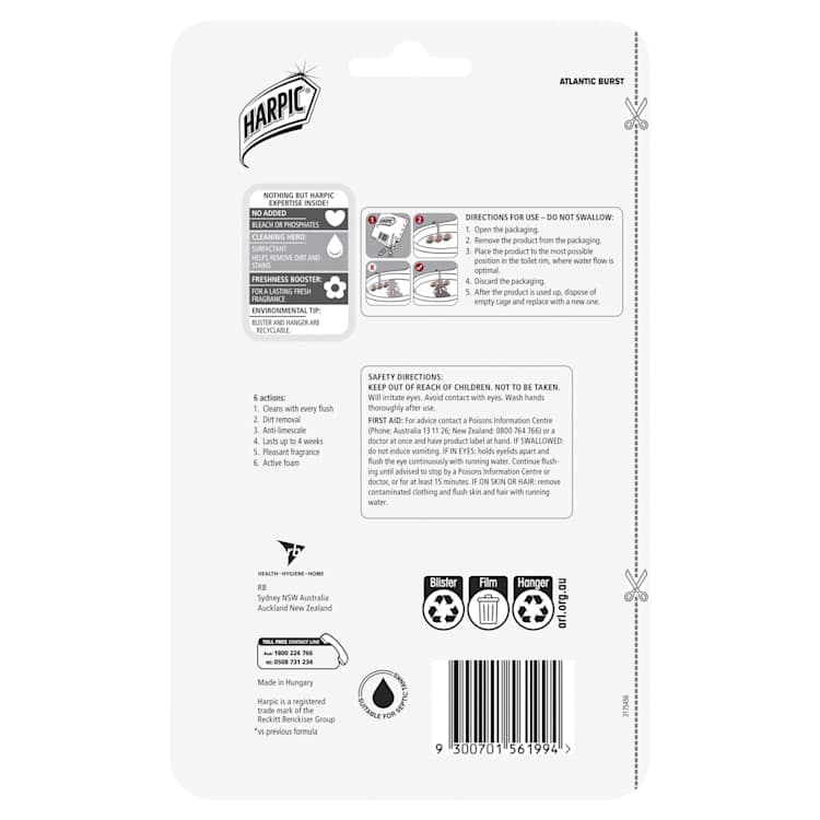 Harpic Blue Power Toilet Cleaner In The Bowl Atlantic Burst