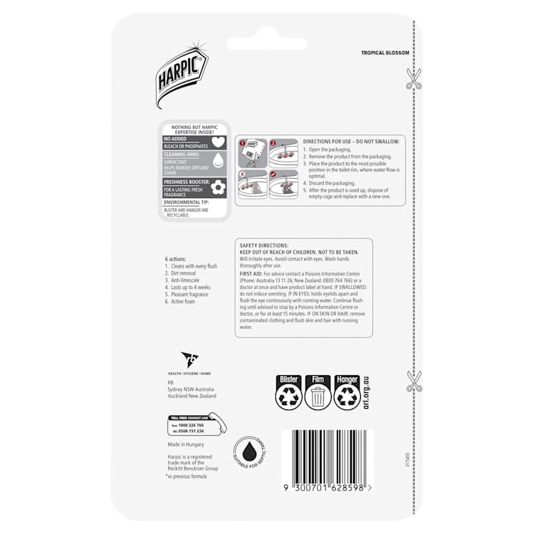 Harpic Fresh Power Toilet Cleaner In The Bowl Tropical Blossom