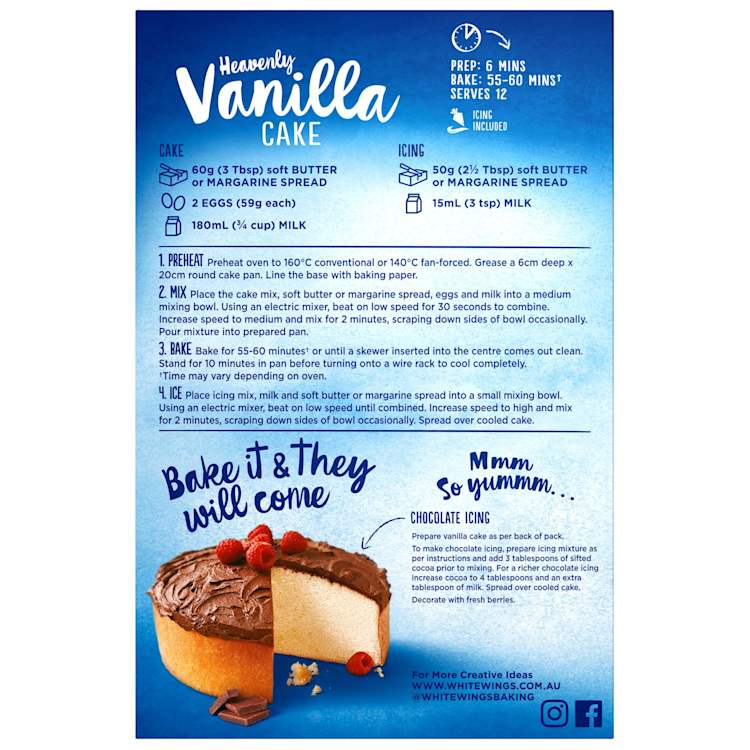 White Wings Cake Mix Layered Vanilla