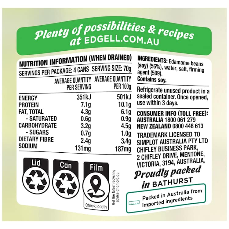 Edgell Edamame Bean Cans