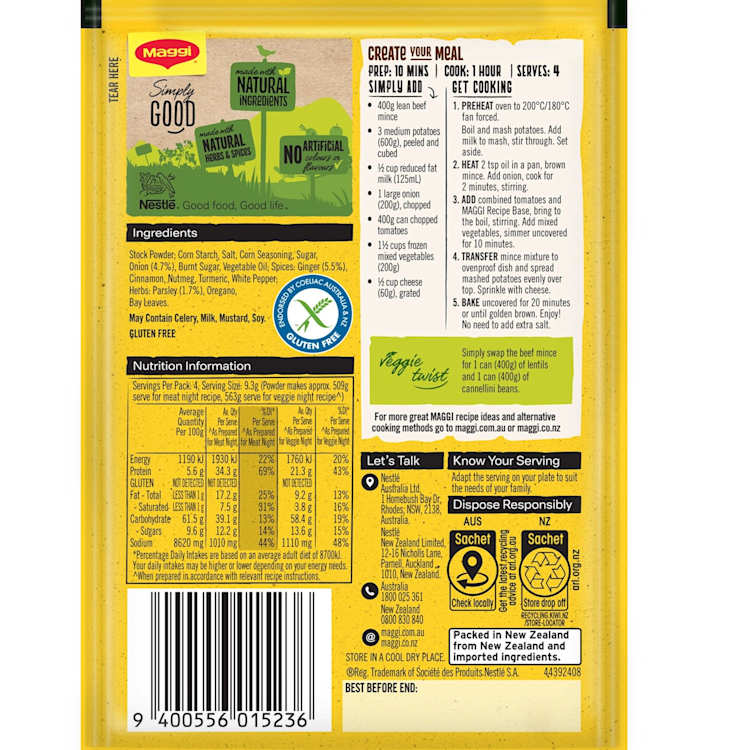 Maggi Mince Cottage Pie Recipe Base