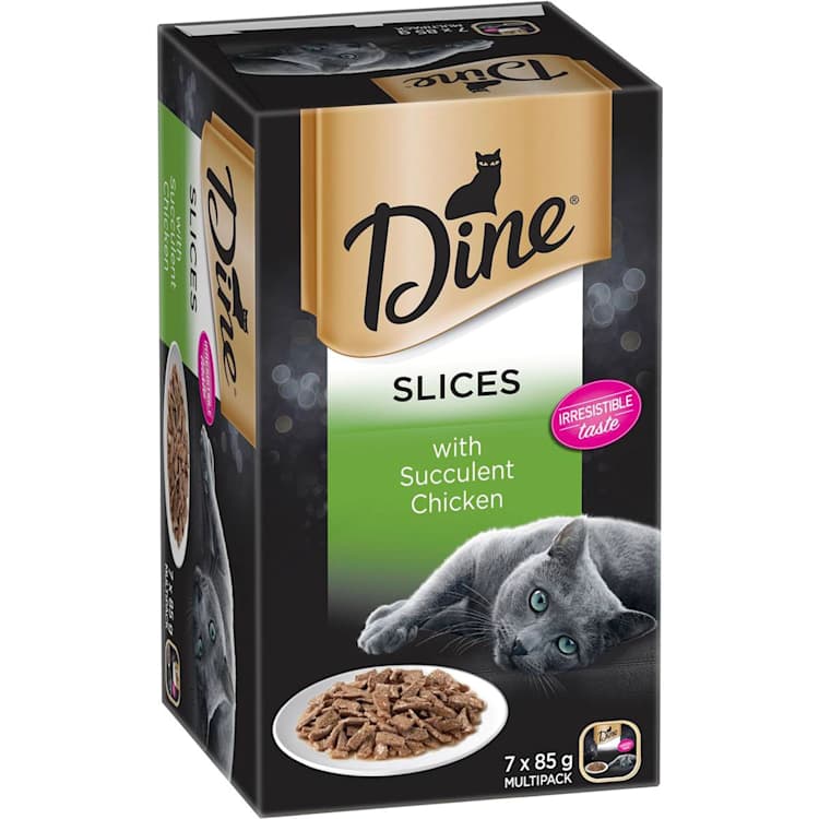 Dine Wet Cat Food Slices With Succulent Chicken Tray