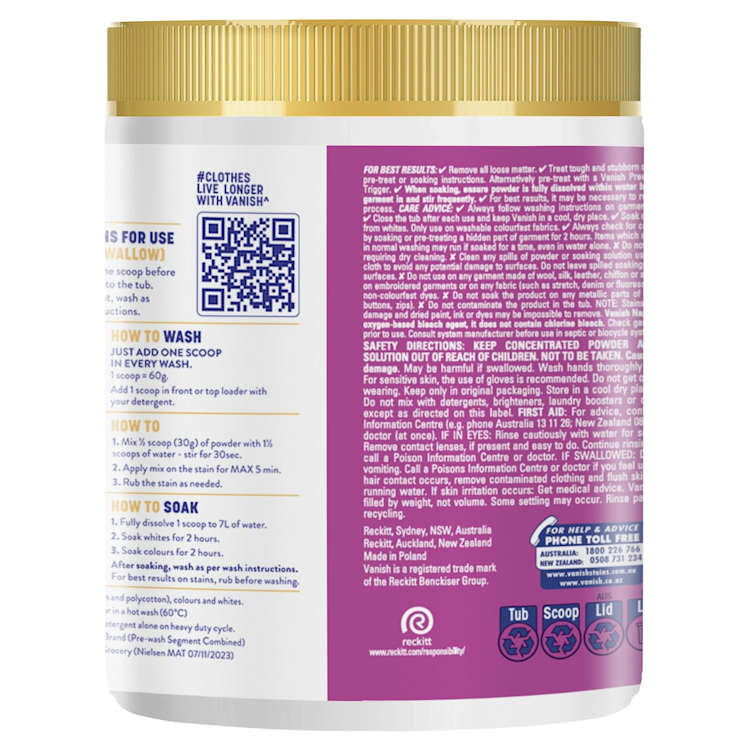 Vanish NapiSan Gold Pro Oxi Action Crystal White Stain Remover Powder