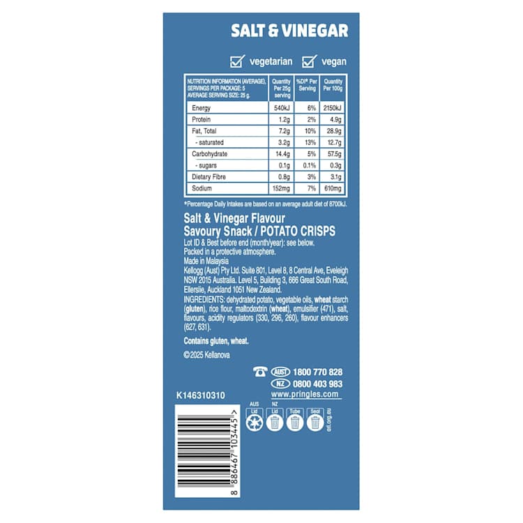 Pringles Salt & Vinegar Flavour Chips