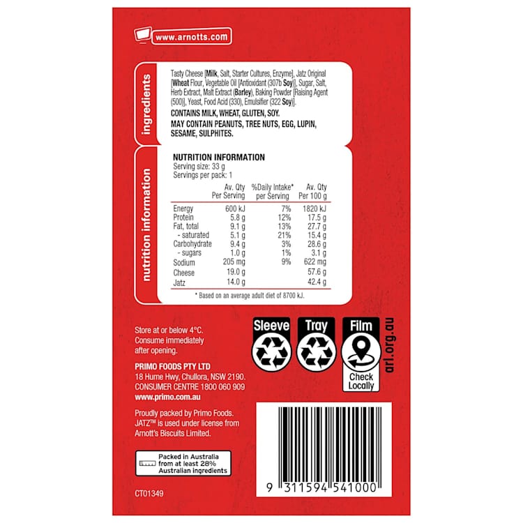 Arnott's Jatz & Tasty Cheese