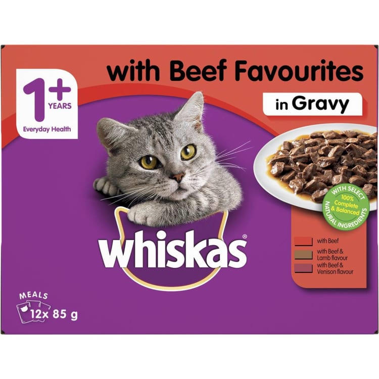 Whiskas 1 Years Wet Cat Food Favourites Beef In Gravy Pouch