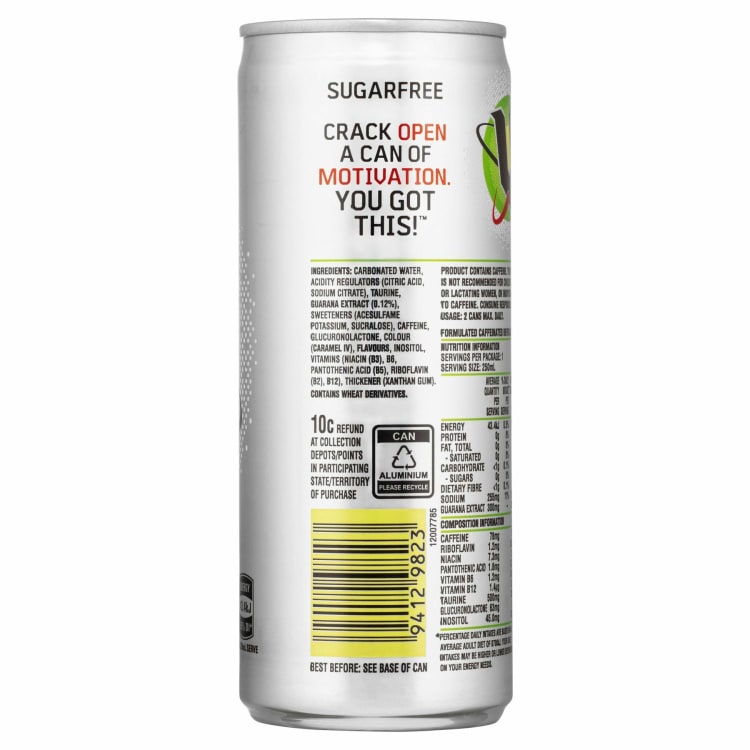 V Energy Drink Sugar Free With Guarana