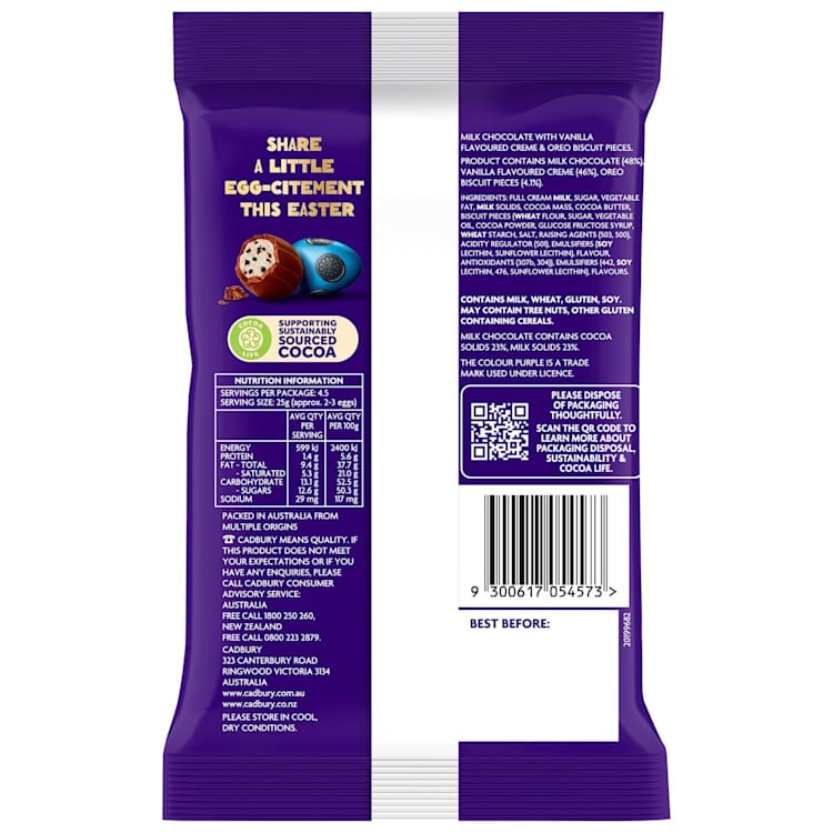 Cadbury Dairy Milk Oreo Egg Bag