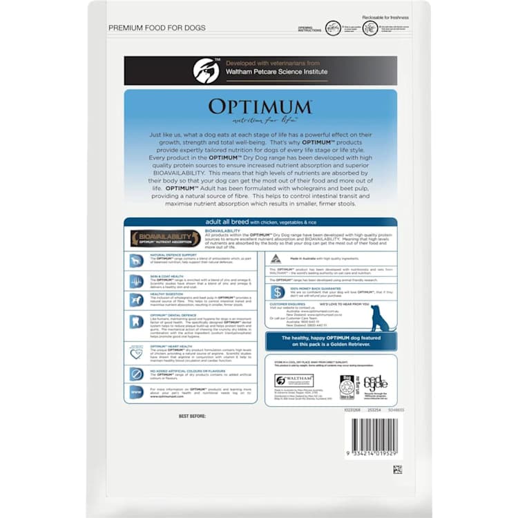 Optimum Dry Dog Food With Chicken, Vegetables & Rice