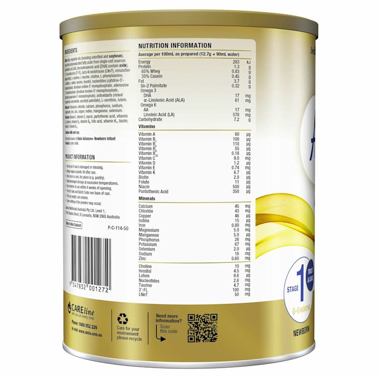 Alula Advance+ Stage 1 Newborn Infant Formula 0-6 Months