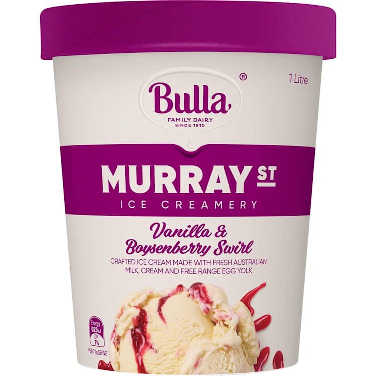 Bulla Murray St Vanilla & Boysenberry Swirl Ice Cream