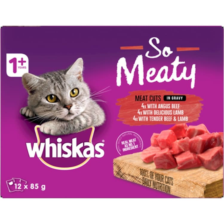 Whiskas So Meaty Wet Cat Food Meat Cuts In Gravy