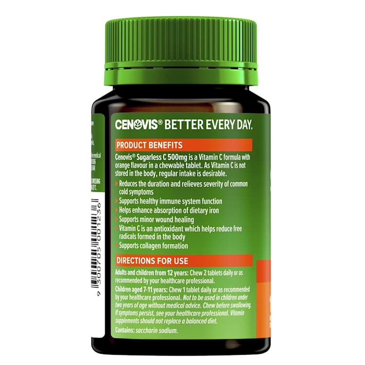 Cenovis Sugarless C 500mg Orange Flavour Tablets