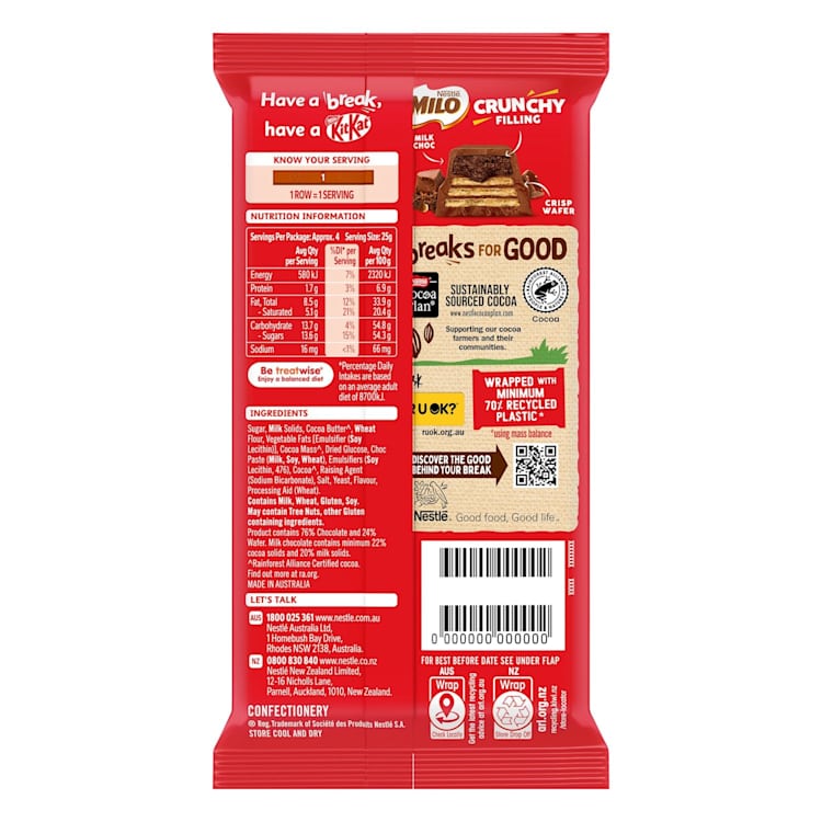 Nestlé KitKat Packed With Milo Block 165g | IGA Shop Online