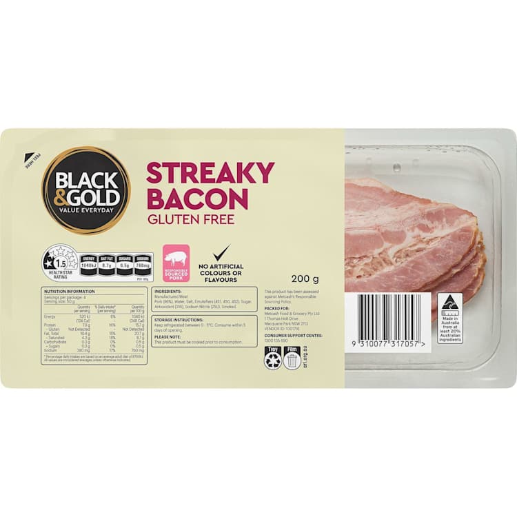 Black & Gold Bacon Streaky