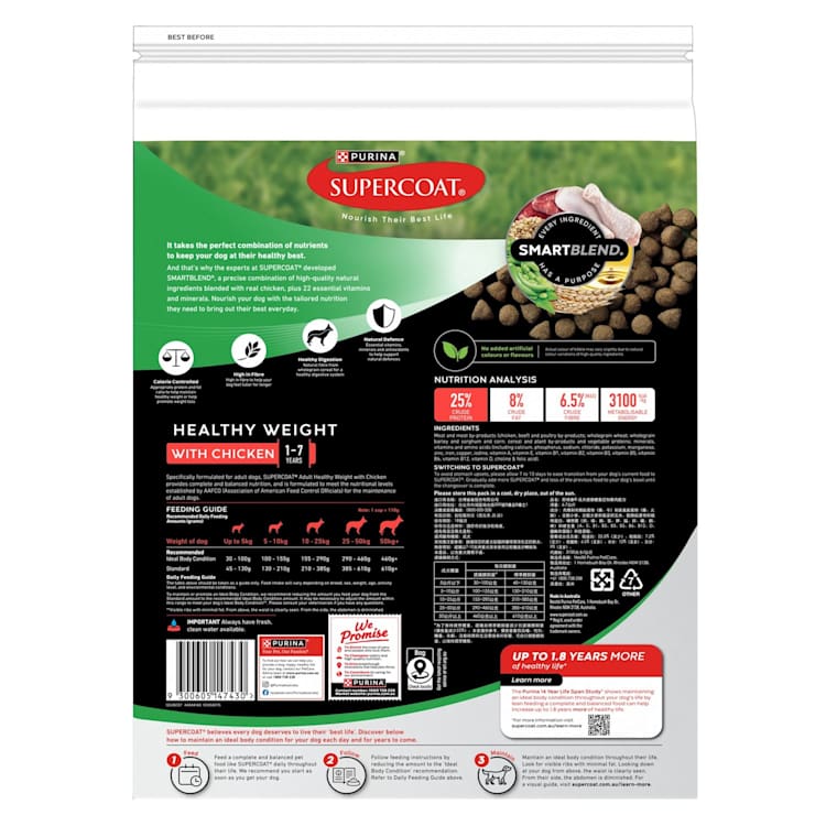 Supercoat Smartblend Adult Healthy Weight Dog Food With Chicken