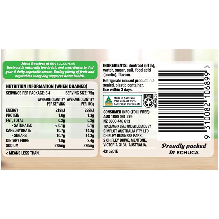 Edgell Sweet Sliced Beetroot Sliced Sweet