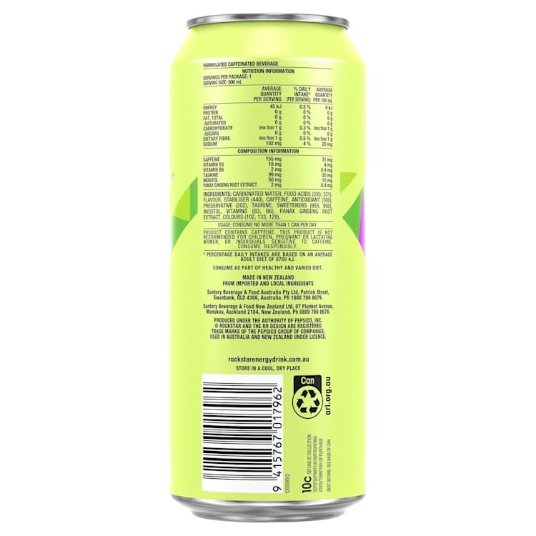 Rockstar Zero Sugar Energy Drink Sour Apple 