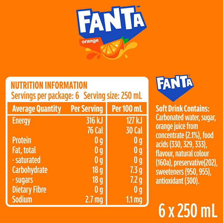 Fanta Orange Soft Drink Multipack Mini Cans