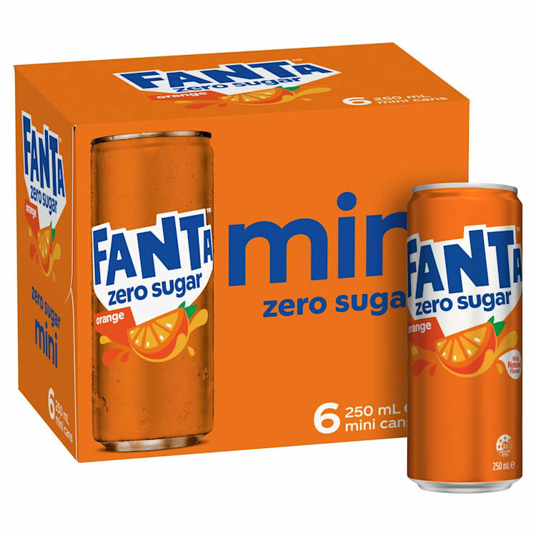 Fanta Orange Zero Sugar Soft Drink Multipack Cans