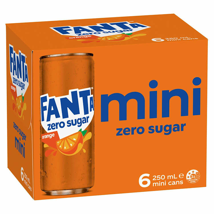 Fanta Orange Zero Sugar Soft Drink Multipack Cans
