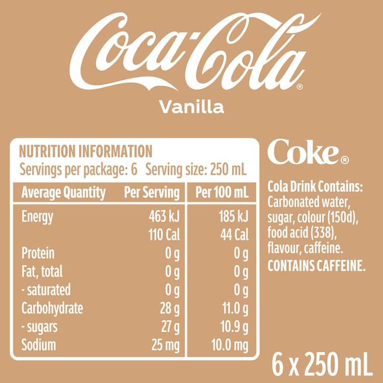 Coca-Cola Vanilla Soft Drink Multipack Mini Cans