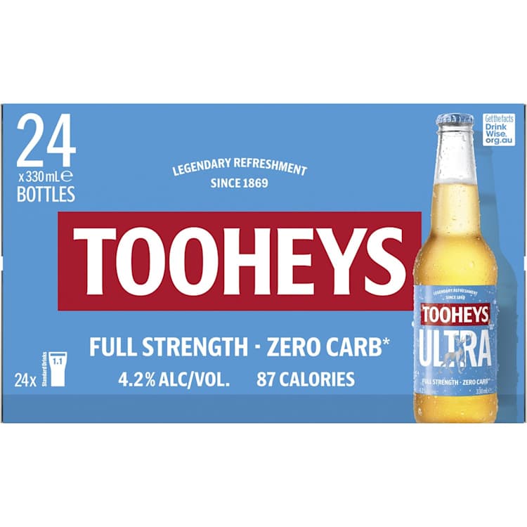 Tooheys Ultra Zero Carb Bottle 330mL 