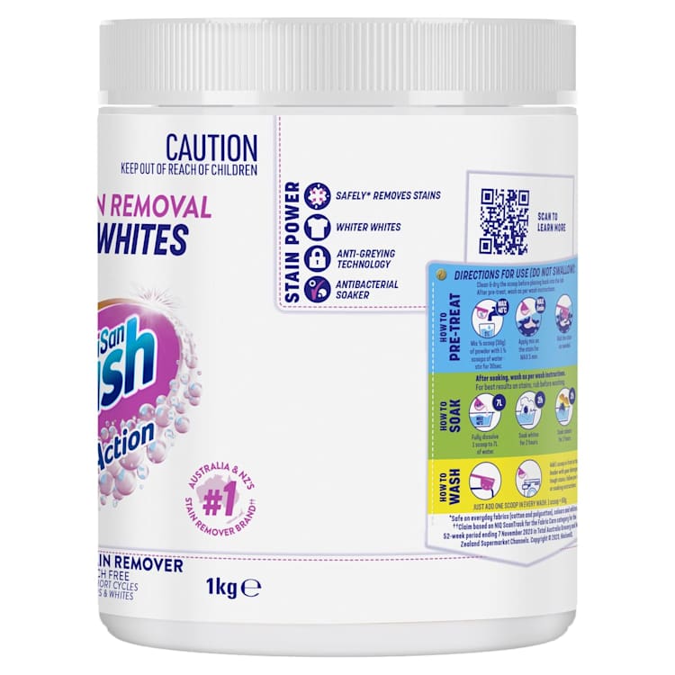 Vanish NapiSan Oxi Action Powder Fabric Stain Remover & Whitener Crystal White