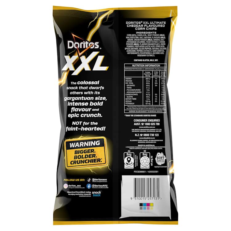 Doritos XXL Corn Chips Ultimate Cheddar