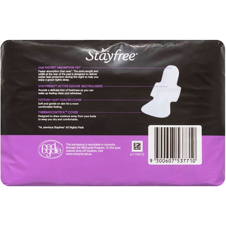 Stayfree All Nights Extra Long With Wings Pads
