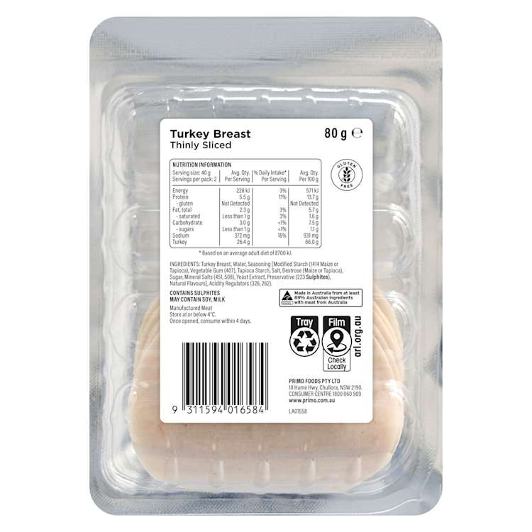 Primo Thinly Sliced Turkey Breast