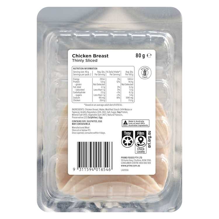 Primo Thinly Sliced Chicken Breast