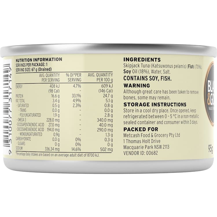 Black & Gold Skipjack Tuna In Oil