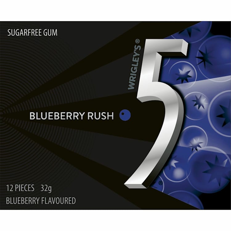 Wrigley's 5 Gum Blueberry Rush Stick Sugarfree
