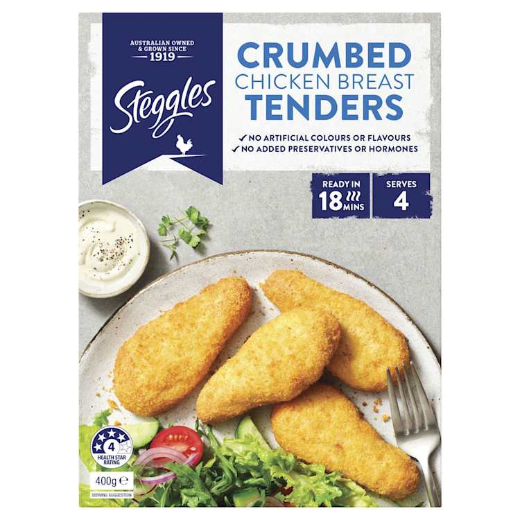 Steggles Chicken Breast Tenders Crumbed 400g | IGA Shop Online