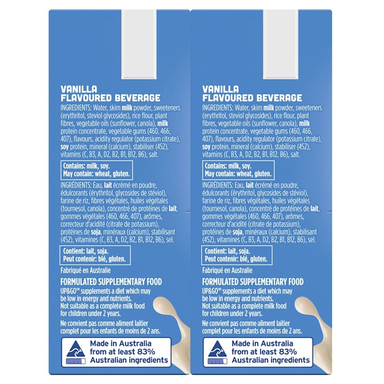 Up & Go Liquid Breakfast Vanilla Ice With No Added Sugar