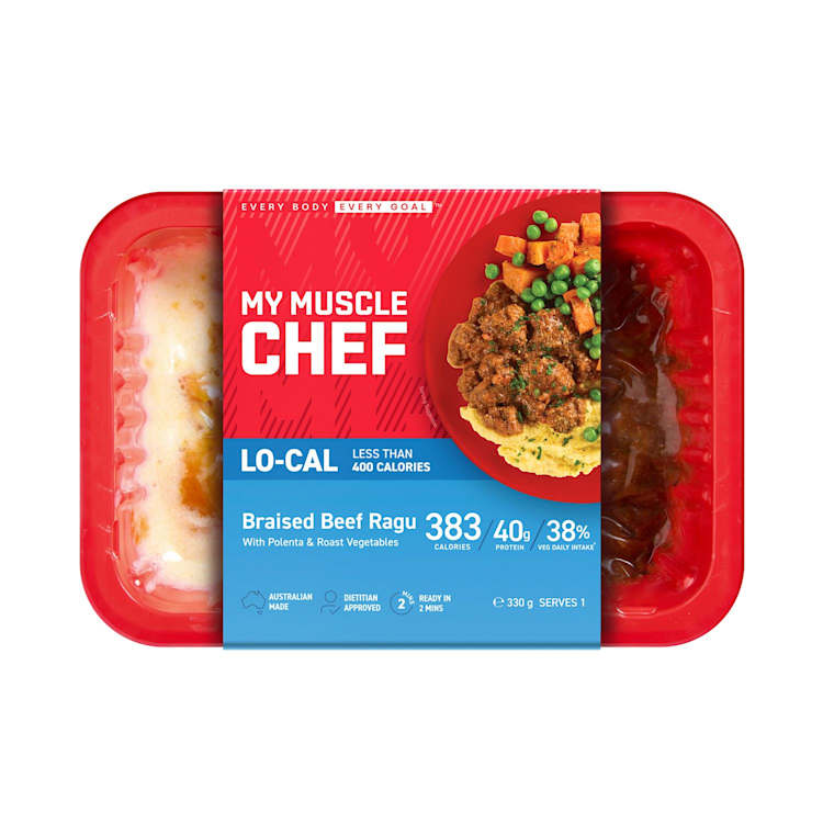 My Muscle Chef Braised Beef Ragu With Polenta & Roast Vegetabled