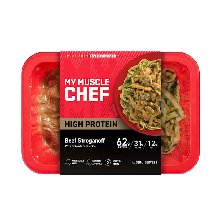 My Muscle Chef Beef Stroganoff With Spinach Fettuccine